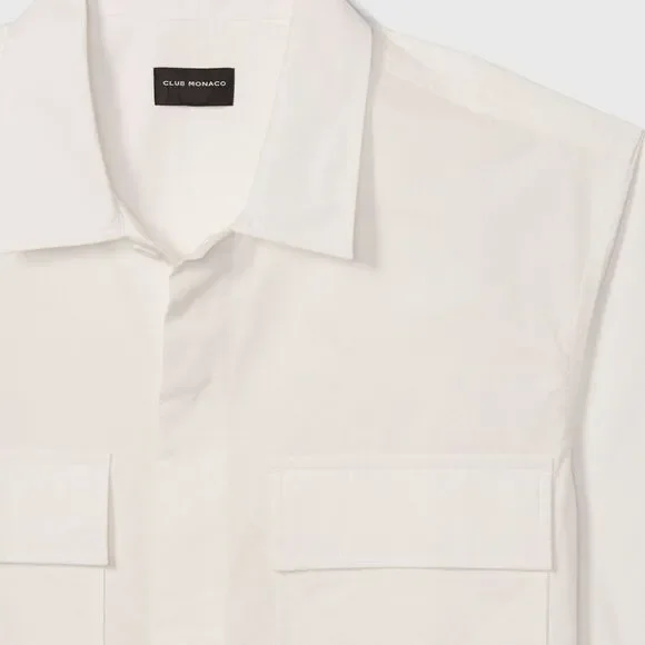 Club Monaco Men's Short Sleeve Utility Shirt Grey - Picture 5 of 8